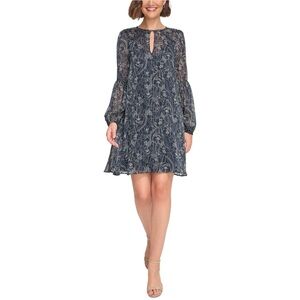 Tommy Hilfiger Womens Metallic Mini Shift Dress Navy NWT Size 12